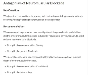 ASA Guideline Recommendations for Antagonism of Neuromuscular Blockade